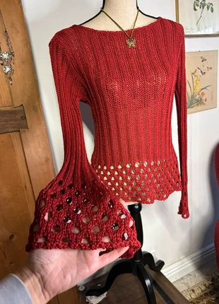 Petit pull rouge en maille vintage 90s fairy taille 38, merk: Vintage, staat: Heel goed, maat: M / 38 / 10, € 14,00, € 15,40 inclusief Kopersbescherming Pro