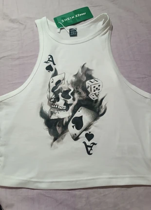 Canotta bianca aderente, colletto rotondo, adatta per l'estate., marke: Shein, zustand: Neu, mit Etikett, größe: S / 36 / 8, 5,00 €, 5,95 € inklusive Vinted-Käuferschutz