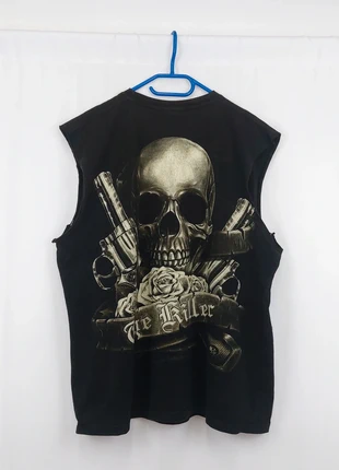 Punk Gothic Skull Sleeveless T-shirt Vintage Y2K Opium Style, marca: Vintage Dressing, estado: Bom, tamanho: XL, €15.00, €16.45 inclui Proteção do Comprador