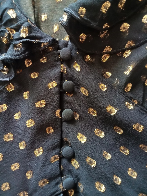 Sheer Black and Gold Polka Dot Blouse