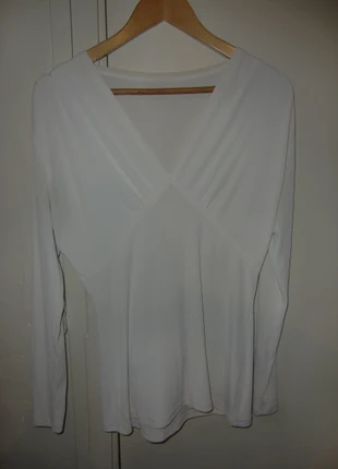 Haut décolleté manches longues blanc, zustand: Sehr gut, größe: L / 40 / 12, 2,00 €, 2,80 € inklusive Vinted-Käuferschutz
