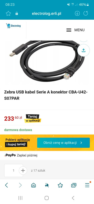 Kabel serię A konektor