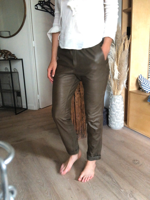 Pantalon discount cuir kaki