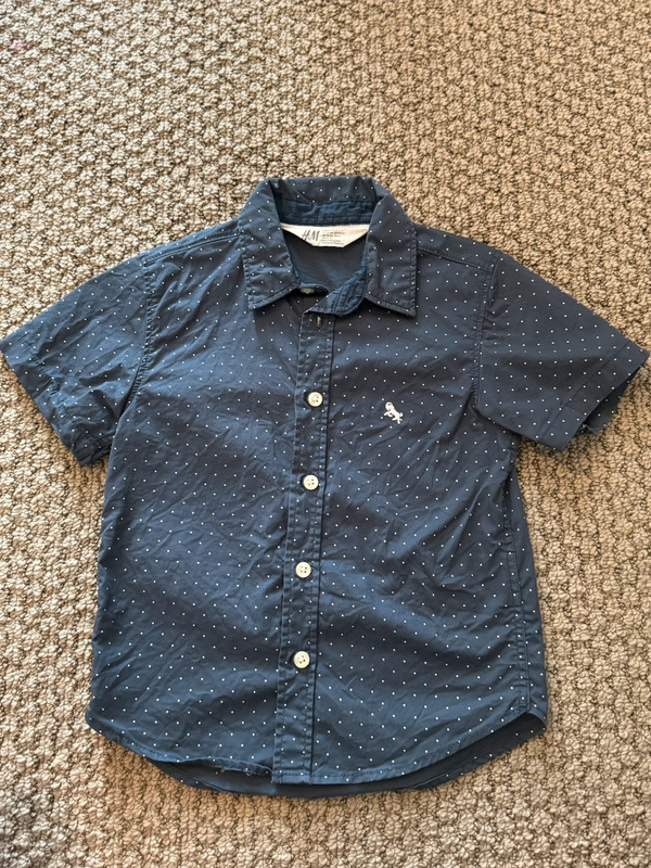 Toddler boys blue button up shirt 1