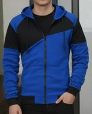 Sweat à capuche zippé bleu et noir, taille S, brand: UrbanVolt, condition: Very good, size: S, €49.90, €53.10 includes Buyer Protection