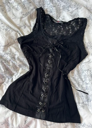 Haut style bustier corset vintage Y2K ruban dentelle, brand: COQUETTE, condition: Good, size: M / 38 / 10, €26.00, €28.00 includes Buyer Protection