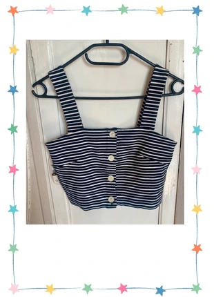 Crop top bustier rayé bleu marine, marke: & Other Stories, zustand: Sehr gut, größe: S / 36 / 8, 5,00 €, 5,95 € beinhaltet Vinted-Käuferschutz Pro