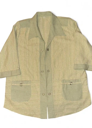 Vintage green striped shirt, brand: Vintage Dressing, condition: Very good, size: L / UK 16-18, £10.00, £11.20 includes Buyer Protection