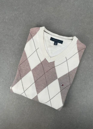 Pull col V Tommy Hilfiger homme crème marron logo brode taille L, marque: Tommy Hilfiger, état: Bon état, taille: L, 11,00 €, 12,25 € Protection acheteurs (Pro) incluse