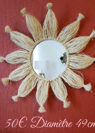 Decoration Soleil en paille avec miroir , état: Neuf sans étiquette, 50,00 €, 53,20 € Protection acheteurs incluse