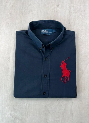 Chemise Ralph Lauren bleu marine grand logo rouge brodé homme casual taille L enfant, marke: Ralph Lauren, zustand: Sehr gut, größe: L, 27,00 €, 29,05 € beinhaltet Vinted-Käuferschutz Pro