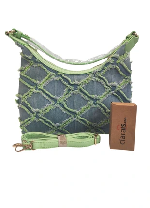 Borsa in jeans con dettagli verde menta – Stile fresco e moderno, condizioni: Nuovo con cartellino, €14.00, €15.40 include la Protezione acquisti Pro