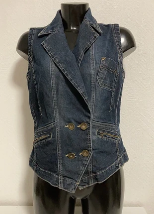 Gilet en jean ajustable , merk: M&S Mode, staat: Heel goed, maat: L / 40 / 12, € 8,00, € 9,10 inclusief Kopersbescherming