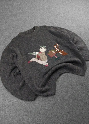 Pull Rare Vintage 80s en Maille Gris à Motifs Brodés "Cartoon / Chasseur" 50% Laine (XL), marke: Vintage Dressing, zustand: Sehr gut, größe: XL, 48,00 €, 51,10 € beinhaltet Vinted-Käuferschutz Pro