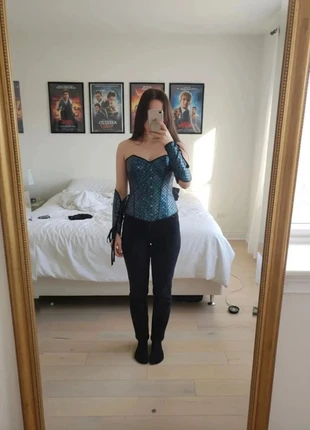 Corset Bleu Brocard Manches Amovibles – Gothique Chic / Fantasy Élégant / Romantique Vintage, état: Très bon état, taille: M / 38 / 10, 49,99 €, 53,19 € Protection acheteurs (Pro) incluse