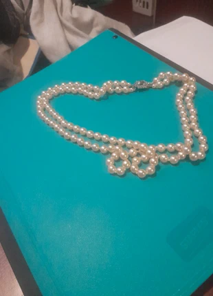 Two string faux pearl necklace with diamanté clip, brand: NO LABEL, condition: Good, £2.00, £2.80 includes Buyer Protection