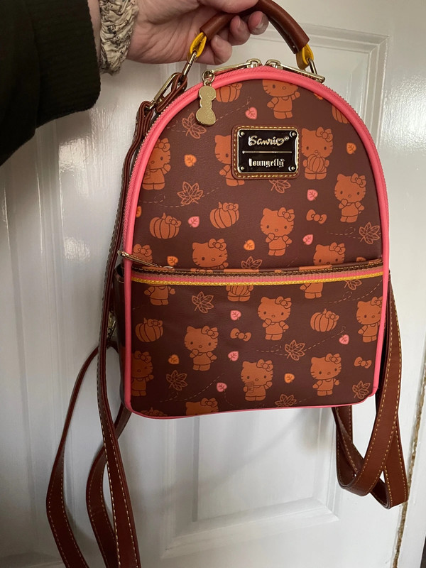 Loungefly Hello Kitty Pumpkin Spice AOP Convertible Mini Backpack