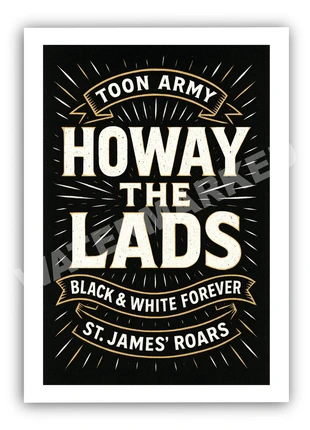 Howay the Lads – A4 Newcastle Chant Print – Bold Retro Banner Style, condition: New with tags, £7.50, £8.58 includes Buyer Protection Pro