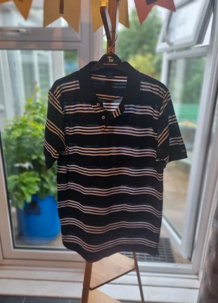 Navy Polo Shirt With White Stripes, brand: JAQK, condition: Very good, size: M, £3.00, £3.85 includes Buyer Protection
