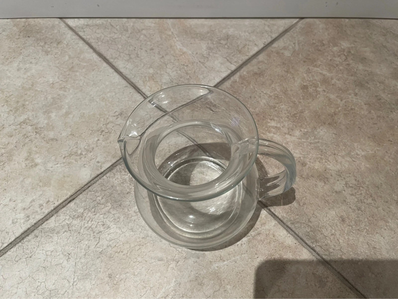 5" glass beverage pitcher. 1