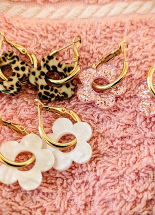 Lot de 3 paires de boucles d'oreilles dorées fleurs, brand: Fantaisie, condition: New without tags, €10.90, €12.15 includes Buyer Protection