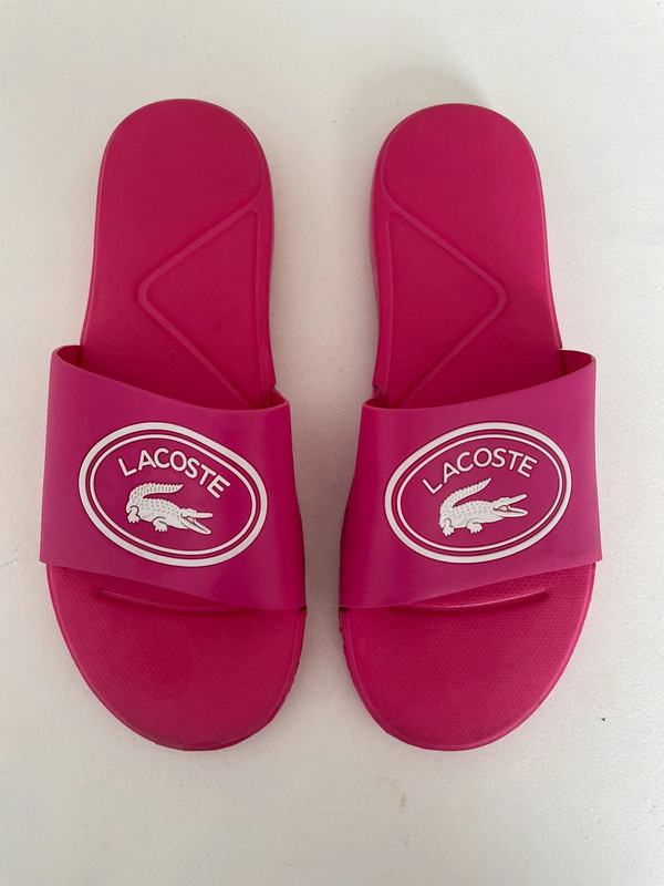 Pink shop lacoste sliders