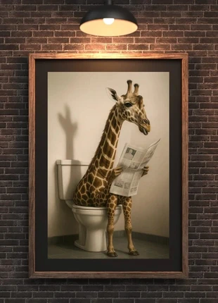 Affiche / Poster – Girafe Lecture Humour – Format A3 (29,7 x 42 cm), état: Très bon état, 10,00 €, 11,20 € Protection acheteurs (Pro) incluse