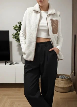 Gilet sherpa blanc avec poche nylon beige – Taille S, marca: FleeceMotion, estado: Muy bueno, tamaño: S / 36 / 8, 44,90 €, 47,85 € Protección al comprador Pro incluida