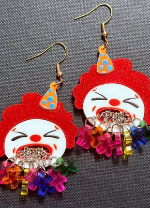 Clown Vom Balloon Animals Dangle Charm Chunky Acrylic Earrings, brand: Alternative, condition: Very good, £6.99, £8.04 includes Buyer Protection Pro