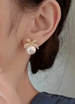 Zara Crystal Bow Pearl Drop Earrings - Elegant Statement Studs, brand: Zara, condition: New without tags, £10.00, £11.20 includes Buyer Protection