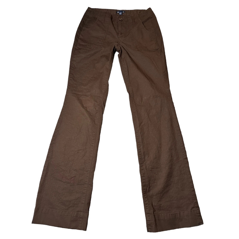 Y2K GAP low-waisted/low rise brown striped cargo flare pants 2