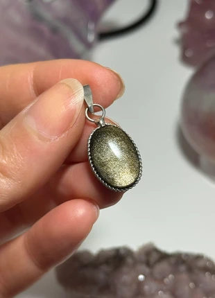 Pendentif en Obsdienne dorée du Mexique, marque: Pierre, état: Très bon état, 18,00 €, 19,60 € Protection acheteurs incluse