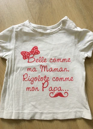 Tee shirt fille Kiabi , brand: Kiabi, condition: Very good, size: 1-3 months / 56 cm, €2.50, €3.33 includes Buyer Protection