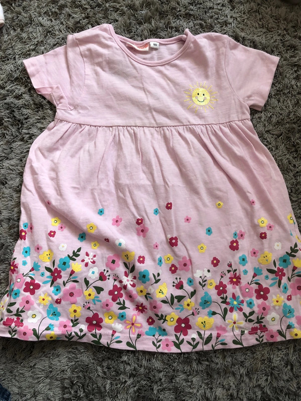 Baumwolle rosa Sommerkleid mit Blumen große 80 1