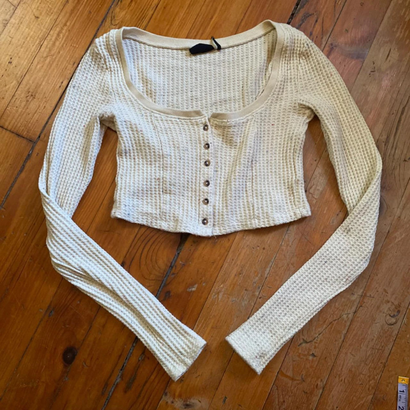 out from under cropped waffle knit long sleeve top 1