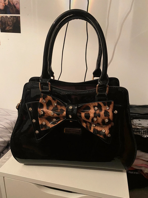 Ted Baker Black Handbag with Leopard Print Bow