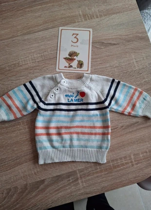 Joli pull marinière Mots d'enfants taille 3 mois 🌸, merk: Mots d'enfants, staat: Heel goed, maat: 3-6 maanden / 62 cm, € 3,00, € 3,85 inclusief Kopersbescherming