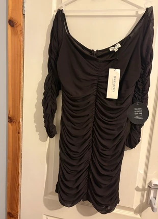 Brown Mesh ruched Bardot mini dress, brand: Little Mistress, condition: New with tags, size: L / UK 16-18, £5.00, £5.95 includes Buyer Protection