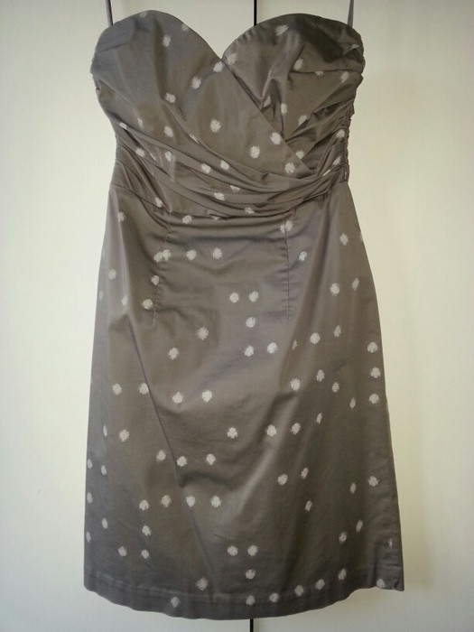 Robe bustier taupe a pois blanc 4