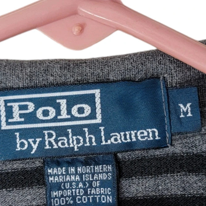 Polo Ralph Lauren Medium Gray and Black Striped Short Sleeve Polo Shirt 3