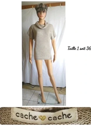 Tunique en maille beige & argenté T. 36 Cache Cache 💮 90% Acrylique 6% Polyester 4% Fils métallisés, marke: Cache Cache, zustand: Sehr gut, größe: S / 36 / 8, 5,00 €, 5,95 € inklusive Vinted-Käuferschutz