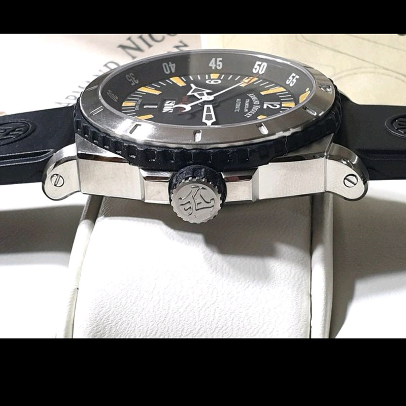 Armand Nicolet S05 3 Day Date Black Dial Black Rubber Strap