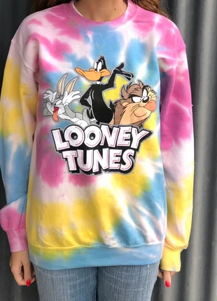 Sudadera colorida de los Looney Tunes, marca: Looney Tunes, estado: Muy bueno, tamaño: S / 36 / 8, 9,99 €, 10,49 € Protección al comprador incluida