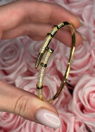 Gold-Tone Nail Bracelet with Crystals – Elegant Statement Bangle, condition: Very good, £11.55, £12.83 includes Buyer Protection