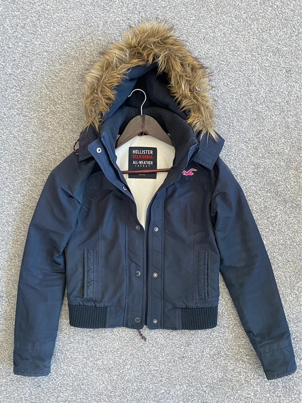 Hollister hooded all weather jacket in navy