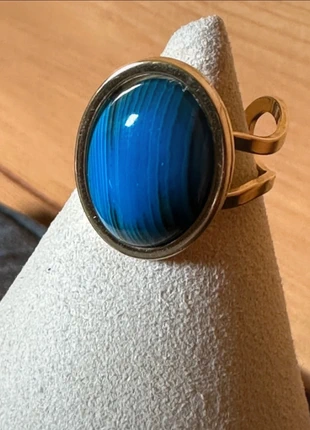 Bague Agate Bleue en pierre naturelle et en acier inoxydable ajustable, marke: happylitho, zustand: Sehr gut, größe: Größenverstellbar, 21,90 €, 23,70 € beinhaltet Vinted-Käuferschutz Pro