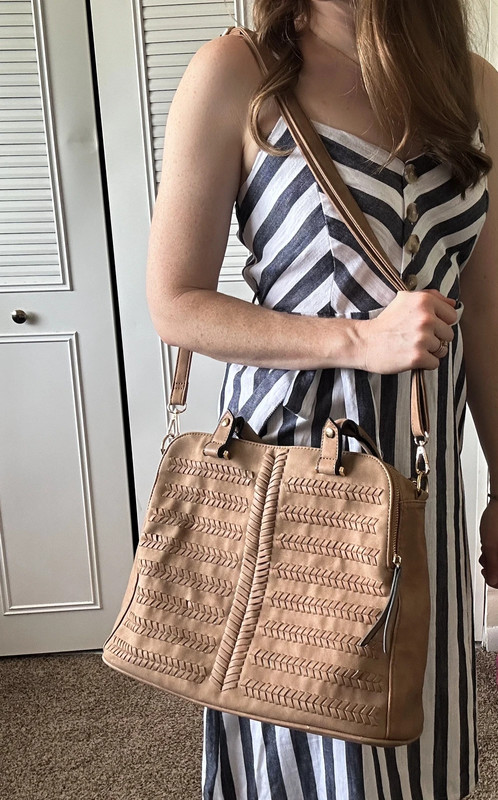 Brown three-part handbag 1