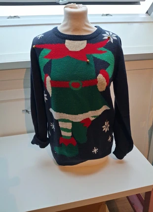 Kersttrui elf – maat M – donkerblauw, staat: Heel goed, maat: M / 38 / 10, € 7,50, € 8,58 inclusief Kopersbescherming
