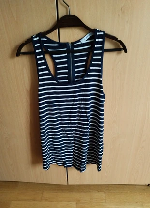 Camiseta tirantes con cremallera trasera azul marino a rayas blancas talla M, marque: Basic Style, état: Neuf sans étiquette, taille: M / 38 / 10, 5,00 €, 5,95 € Protection acheteurs incluse