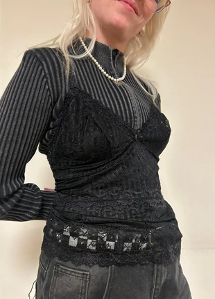 Top dentelle black y2k coquette punk rave, marke: COQUETTE, zustand: Sehr gut, größe: S / 36 / 8, 12,00 €, 13,30 € inklusive Vinted-Käuferschutz